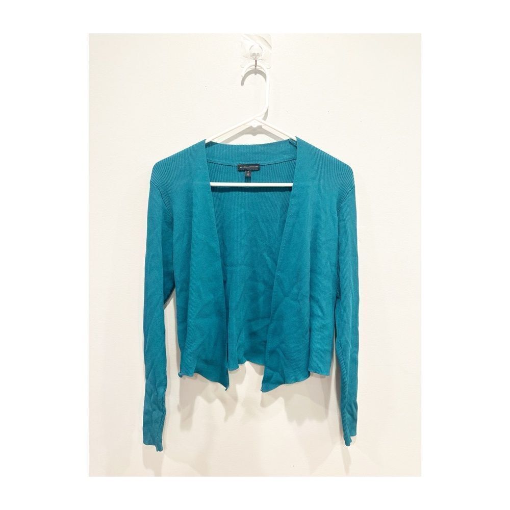 Universal standard ribbed cardigan sweater blue